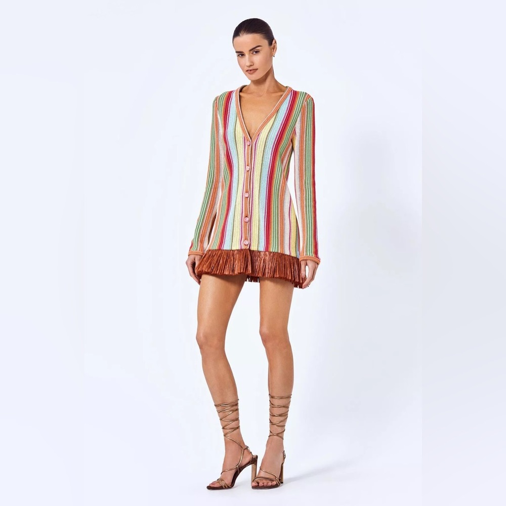 Alexis Arezza Knit Fringe Mini Dress